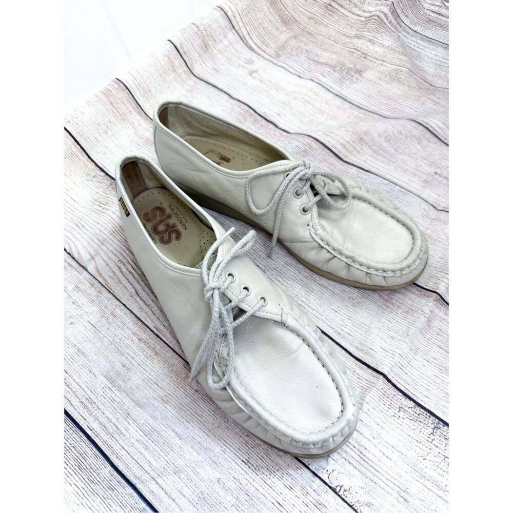 SAS Handsewn Beige Siesta Leather Boat Shoes‎ Orthopedic sz 7 loafers